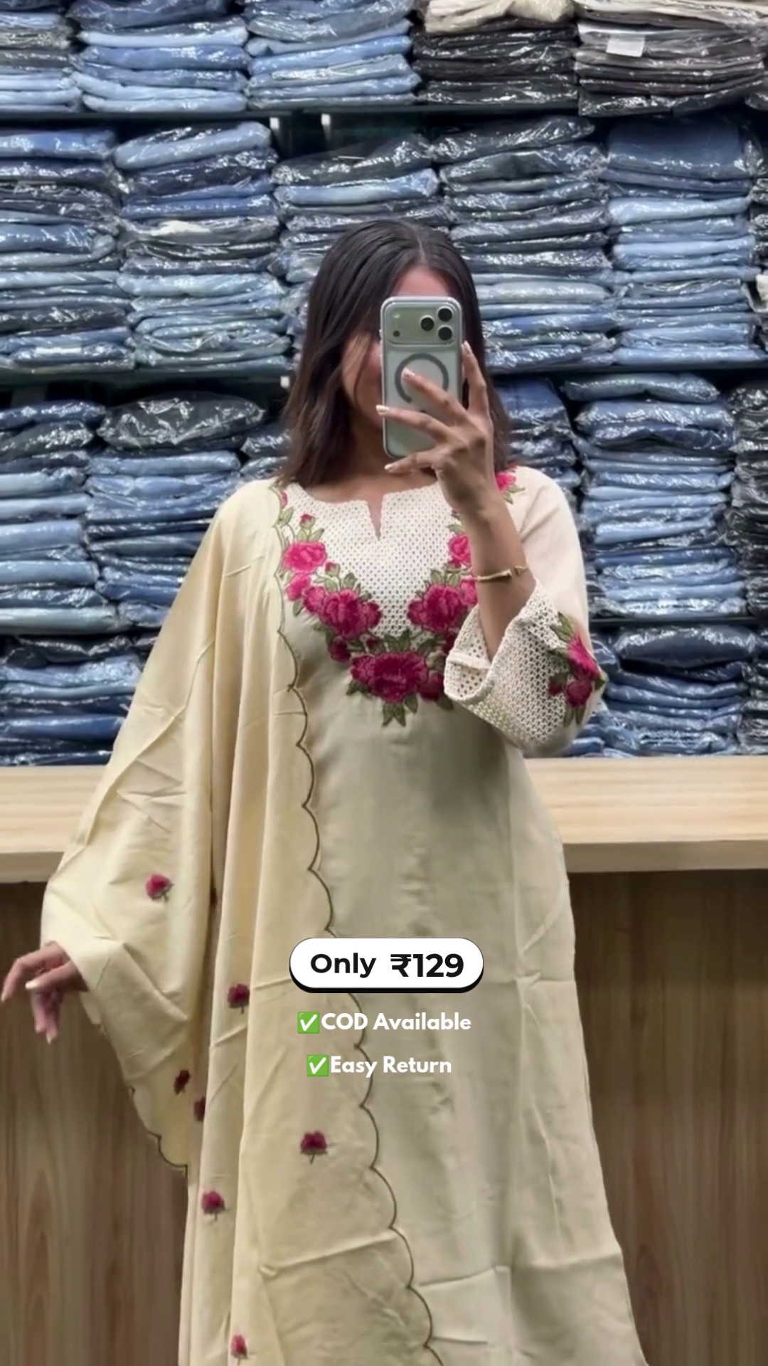 Women's Long Kurti with Palazzo & Dupatta Set - Image 3
