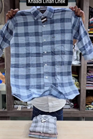 Men's Khadi Linen Checked Shirt