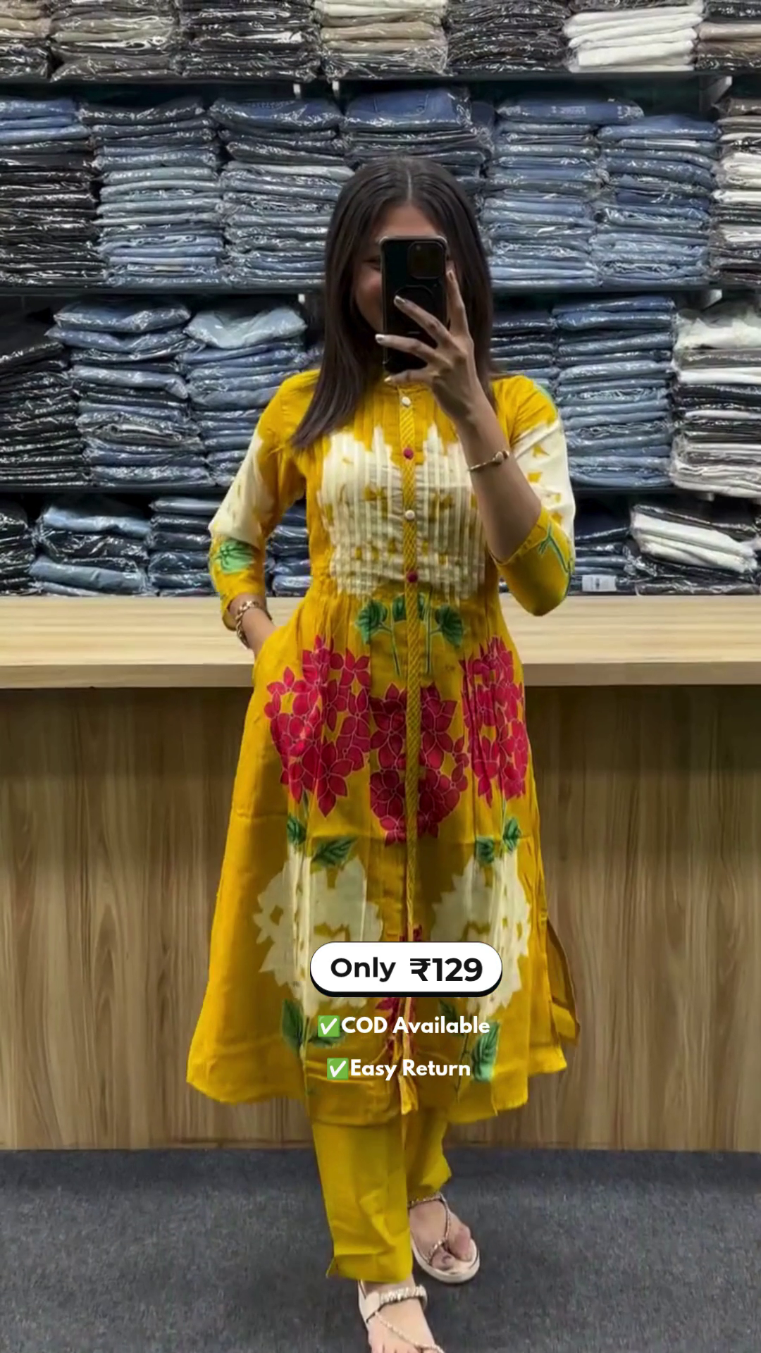 Women's Long Round Neck Kurti with Pant - Image 4